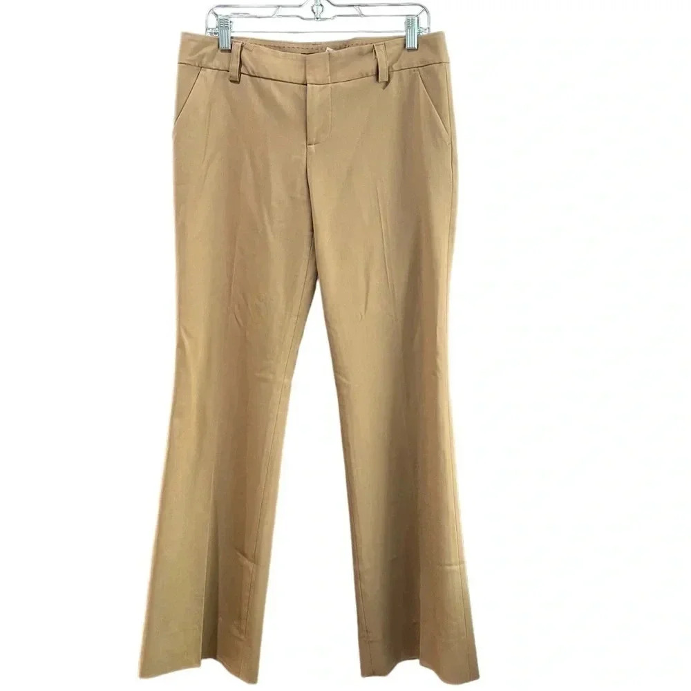 Alice + Olivia Low Rise Straight Leg Trouser in Tan Size 8